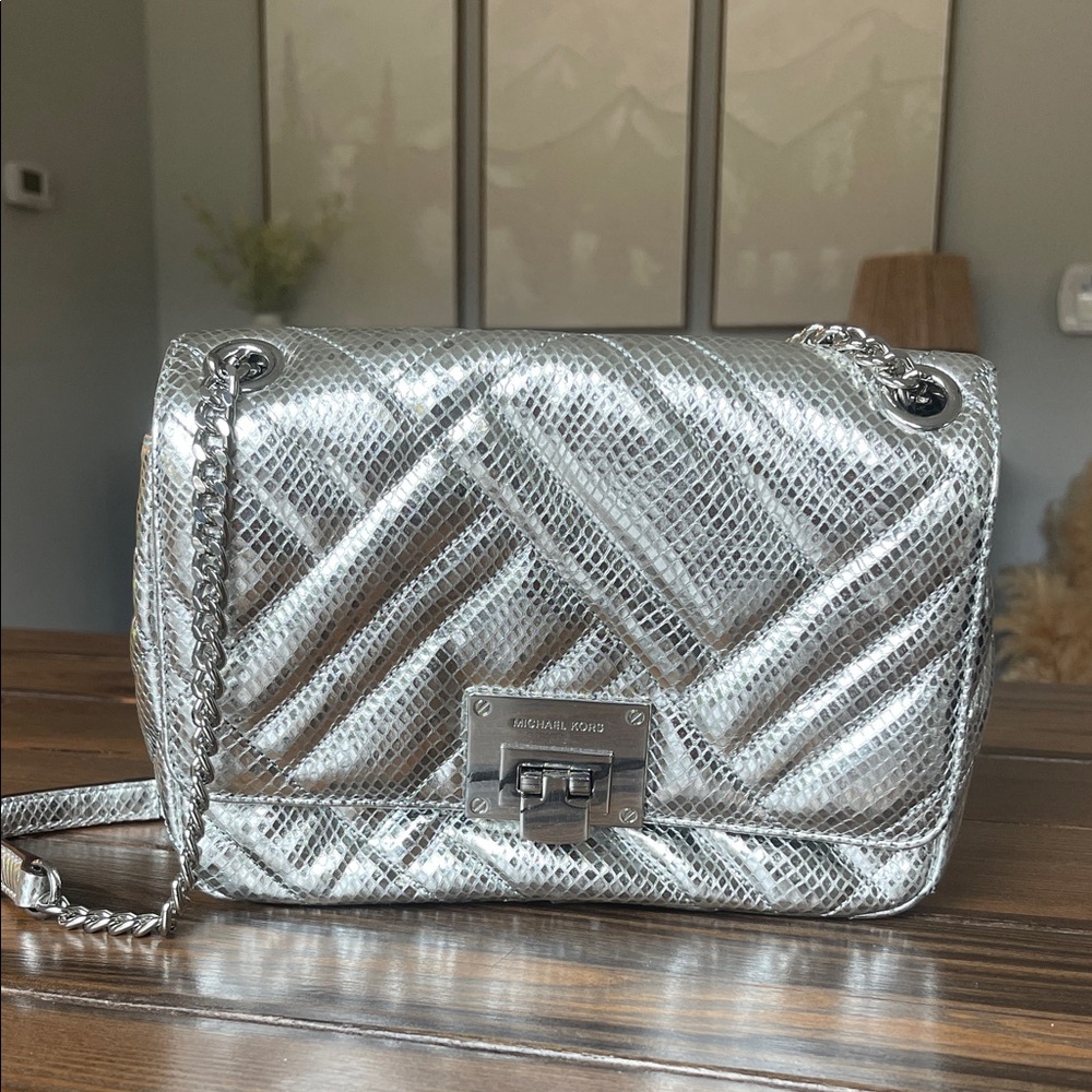 Michael Kors Metallic Silver Crossbody Bag
